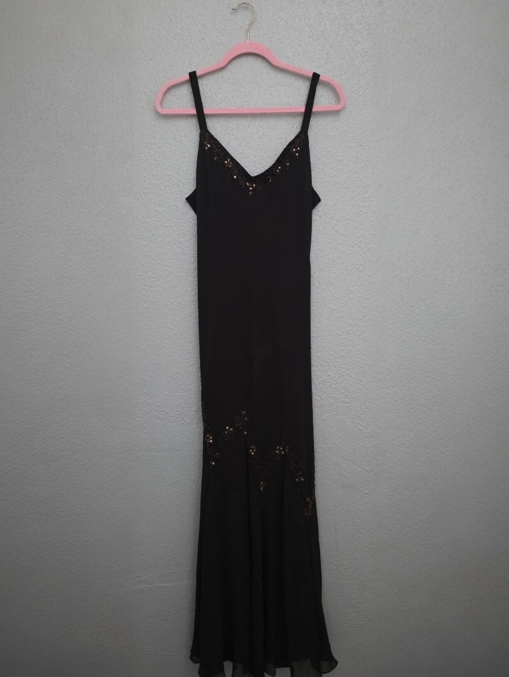 Vintage Xscape Chocolate Brown Beaded Maxi Formal Gown Dress Size 14